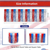 2 Pack Red White Blue Tinsel Table Skirt for Patriotic Party Décor