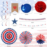 26 Piece Patriotic Decorations Set with Banner Fans and Hanging Swirls
