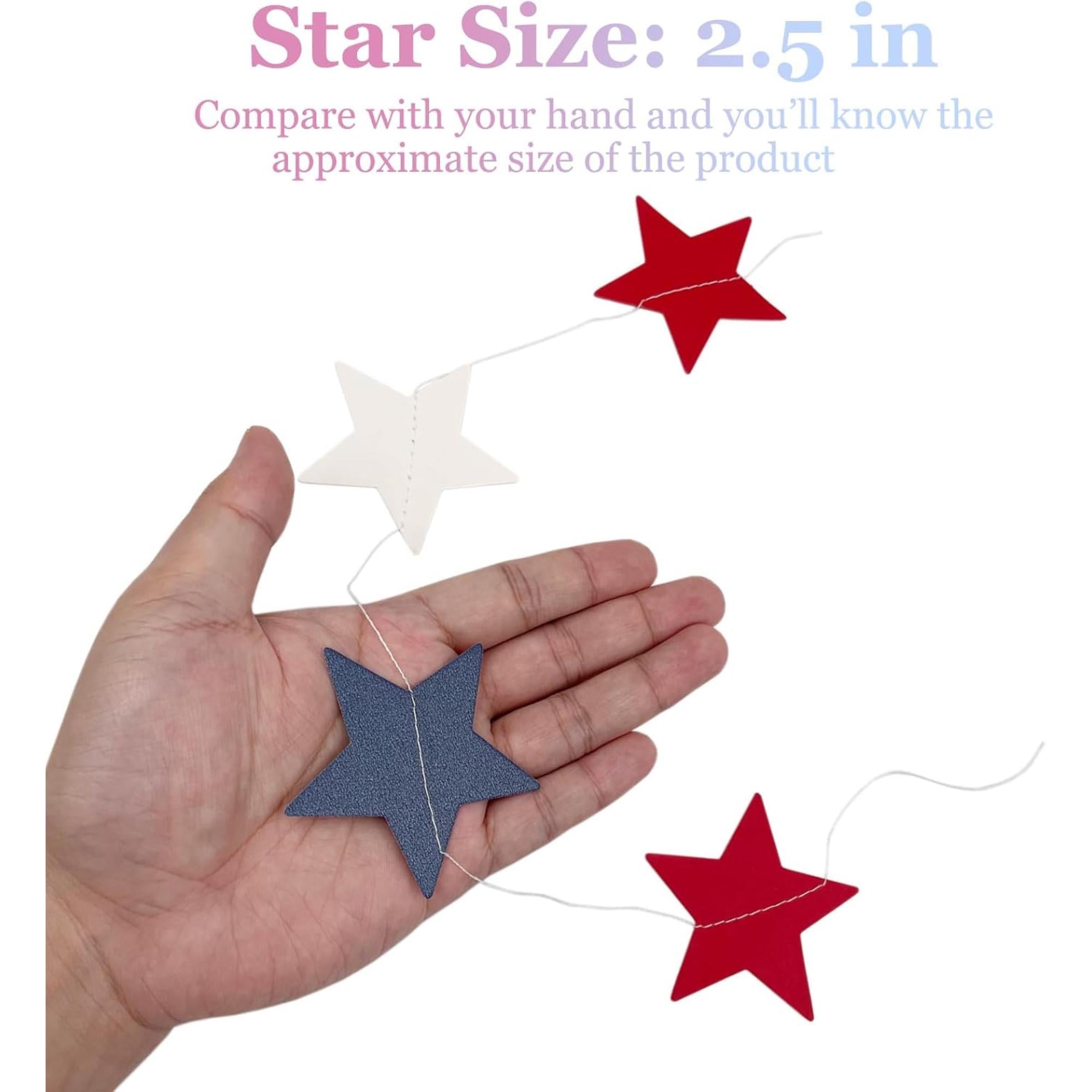 78 Ft Patriotic Star Garland Banner with Streamers for Party Décor