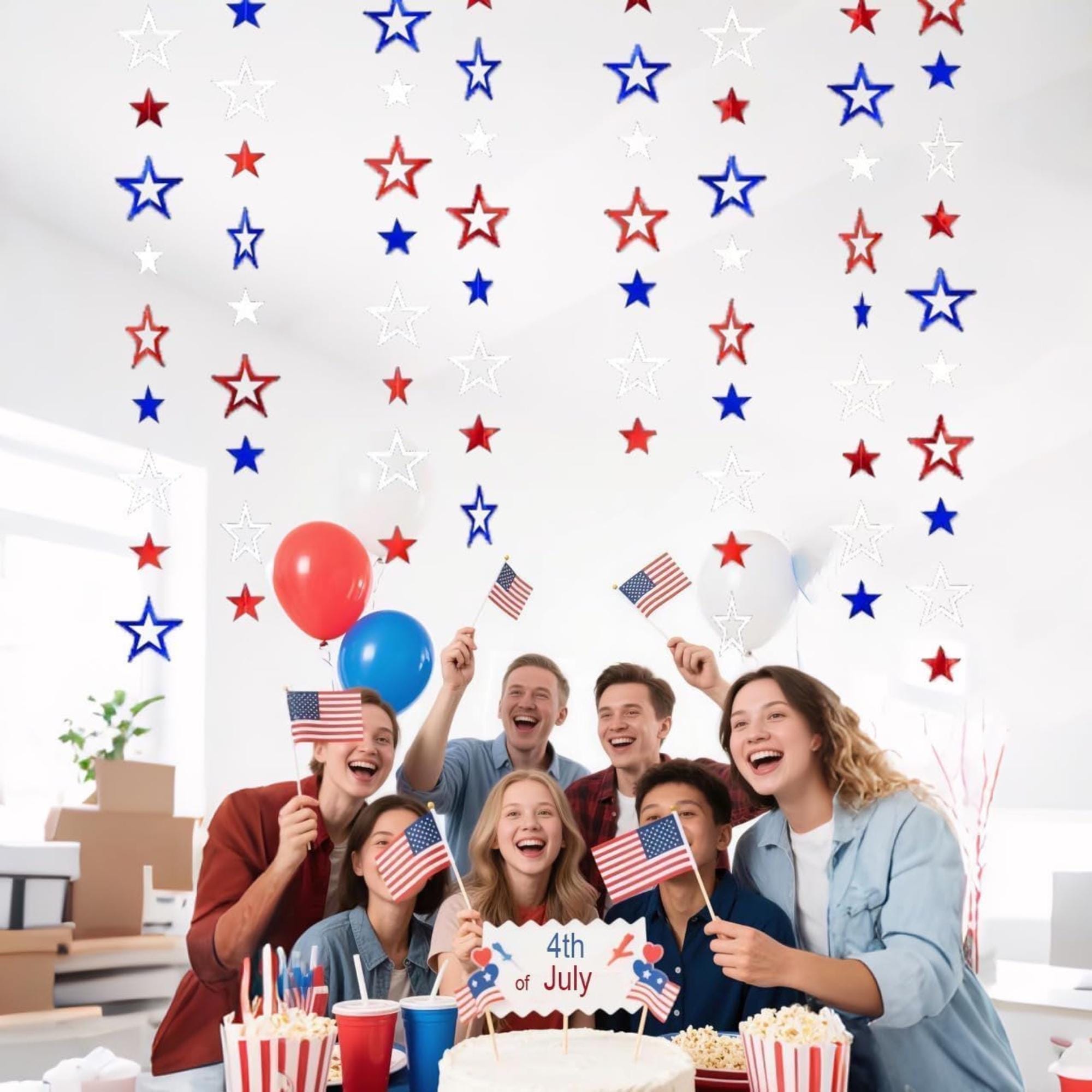 Patriotic Star Streamers Garland Banner for Party Hanging Decorations