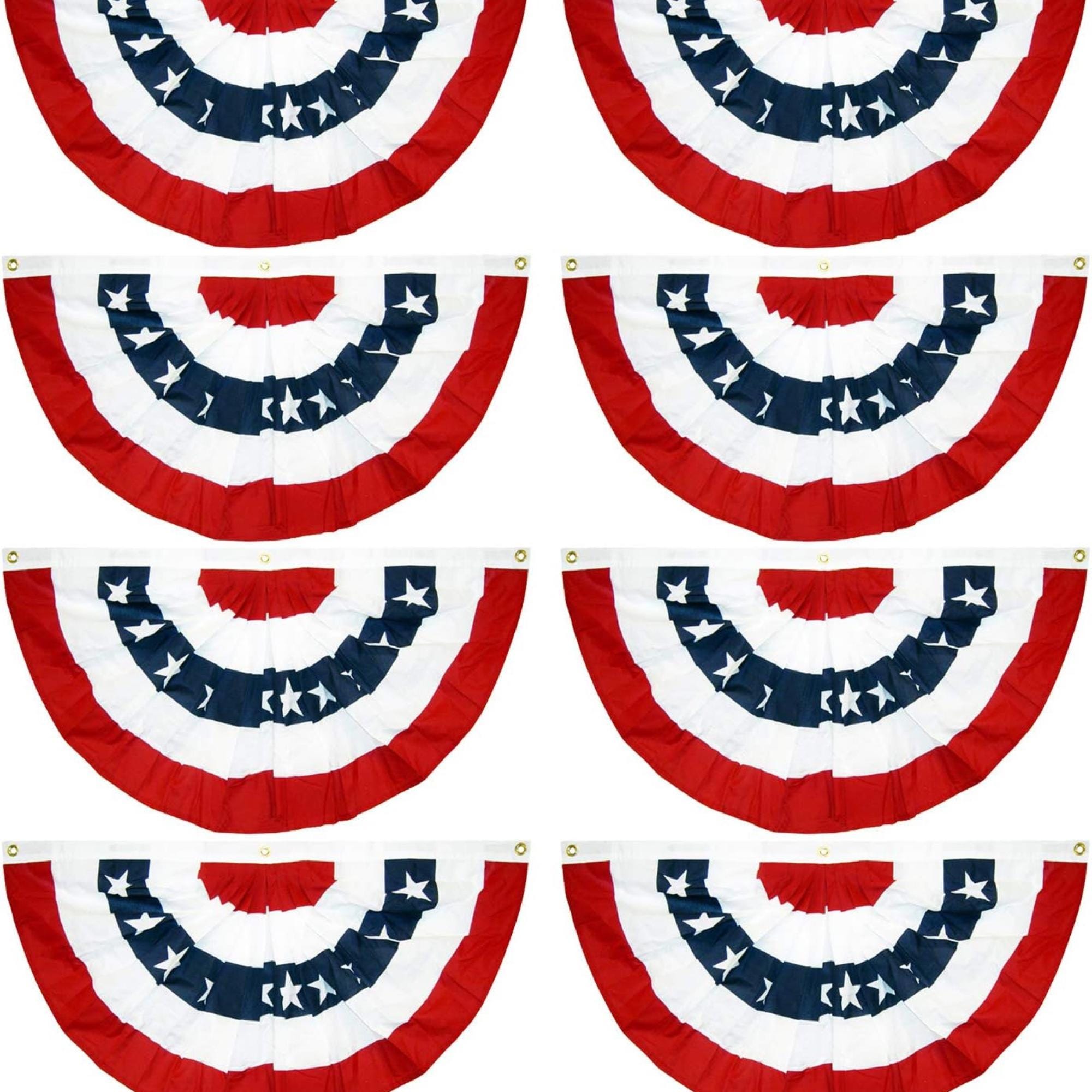 8 Pack Patriotic Pleated Fan Flag Bunting Banner for Party Décor