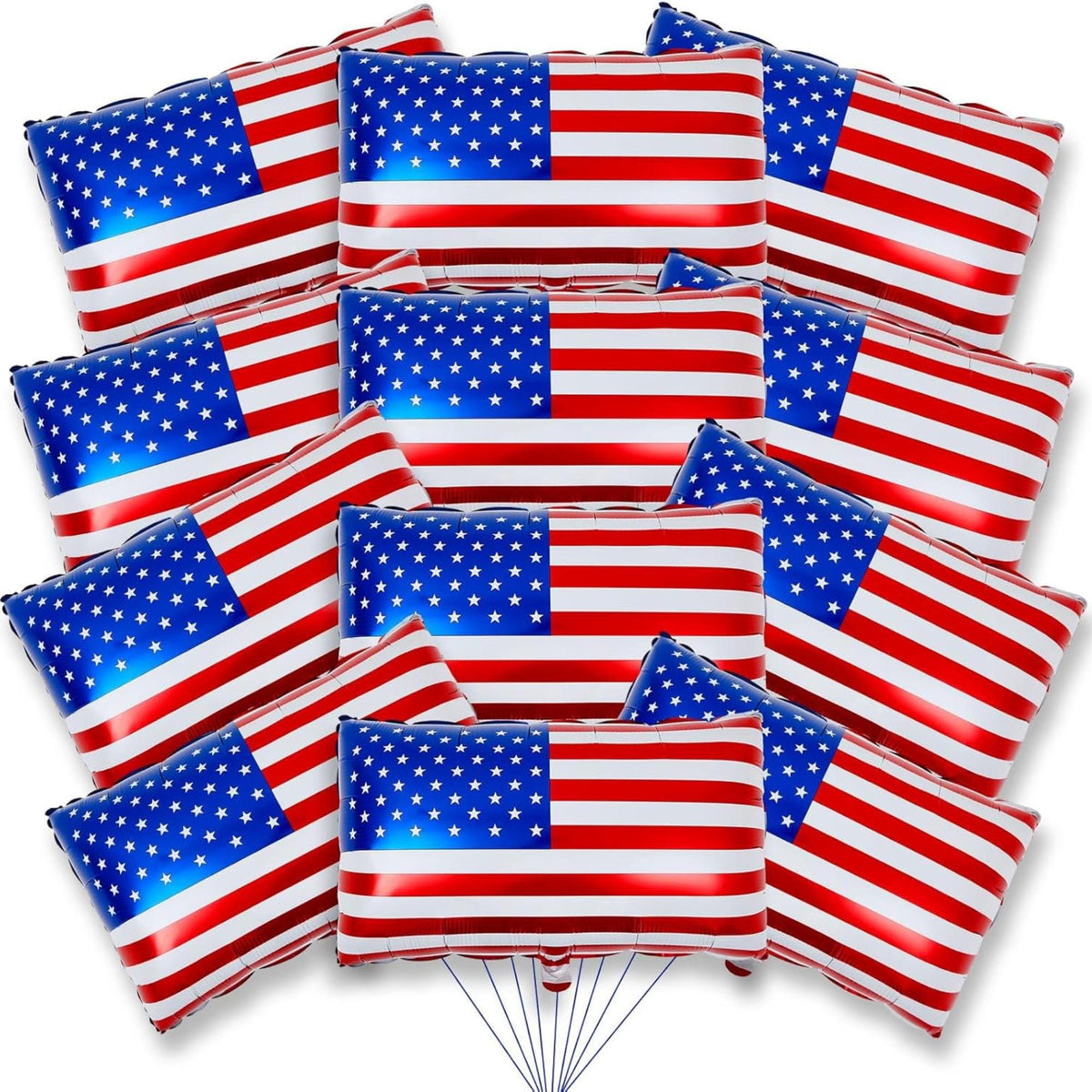 12 Piece American Flag Foil Balloons for Patriotic Party Decorations