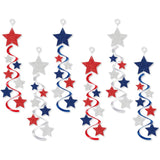 Patriotic Star Swirl Garland Banner Hanging Decorations for Party Décor