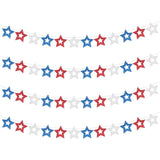 4 Pack Patriotic Glitter Star Garland Banner for Party Decorations