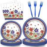 96 Piece Patriotic Tableware Set Plates and Napkins for Party Decor