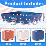 50 Pack Patriotic Paper Food Trays Disposable Serving Plates for Party