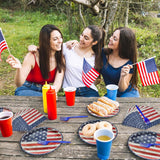 96 Piece Patriotic Tableware Set with Plates Napkins and Forks