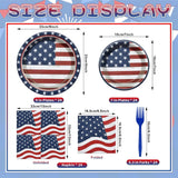96 Piece Patriotic Tableware Set with Plates Cups Napkins Forks