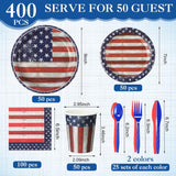 400 Piece Patriotic Tableware Set Plates Napkins Cups for Party