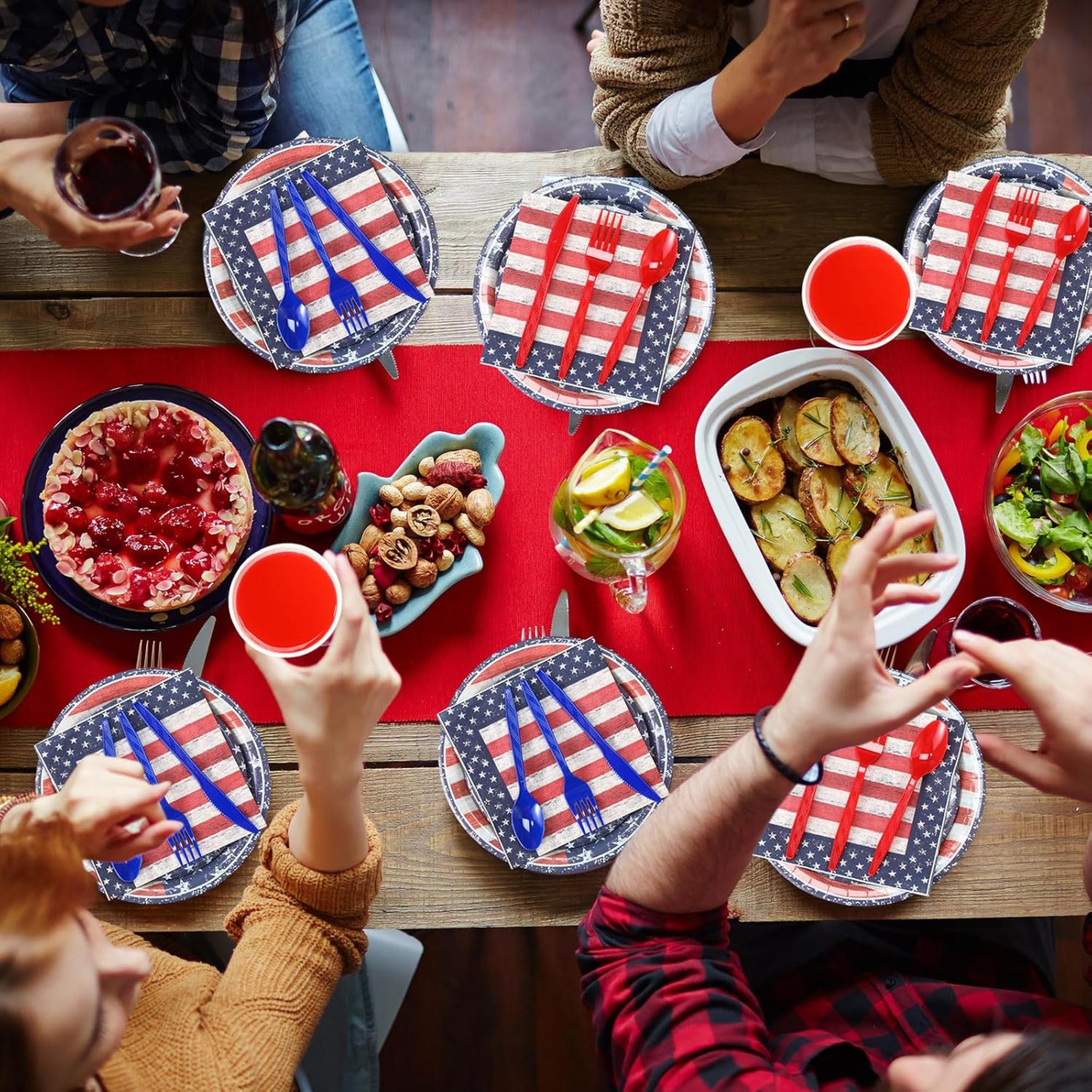 400 Piece Patriotic Tableware Set Plates Napkins Cups for Party
