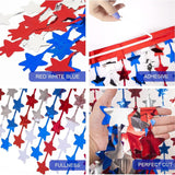 3 Pack Patriotic Star Tinsel Fringe Curtains for Party Backdrop