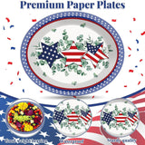 50 Piece Patriotic Eucalyptus Oval Paper Plates for Party Décor
