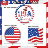 60 Piece Patriotic Plates and Napkins Set for Party Tableware