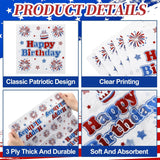 50 Count Patriotic Birthday Napkins Star Design 13x13 Inch Disposable