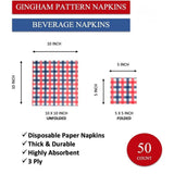 50 Pack Patriotic Cocktail Napkins 5x5 Inch Red White Blue Design