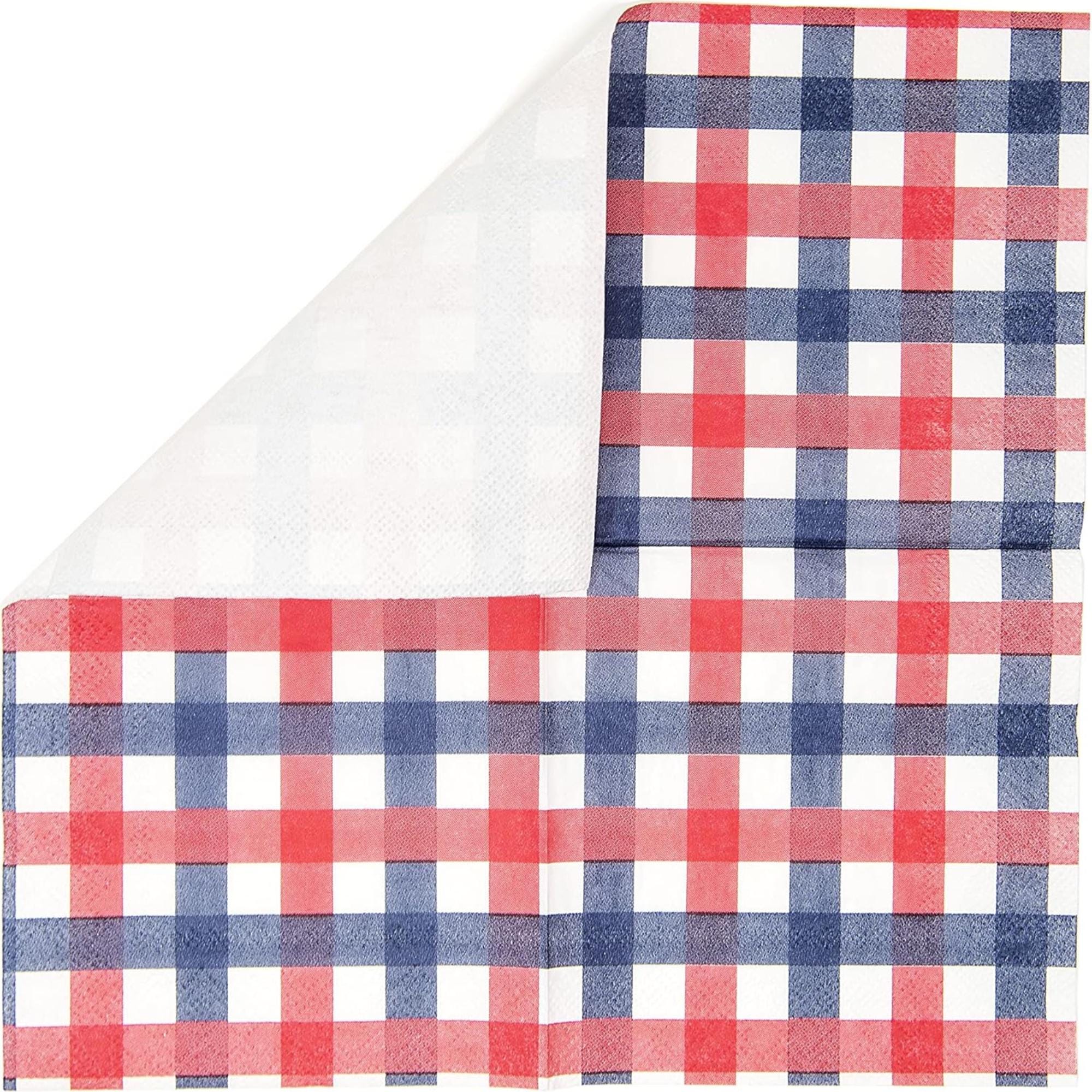 50 Pack Patriotic Cocktail Napkins 5x5 Inch Red White Blue Design