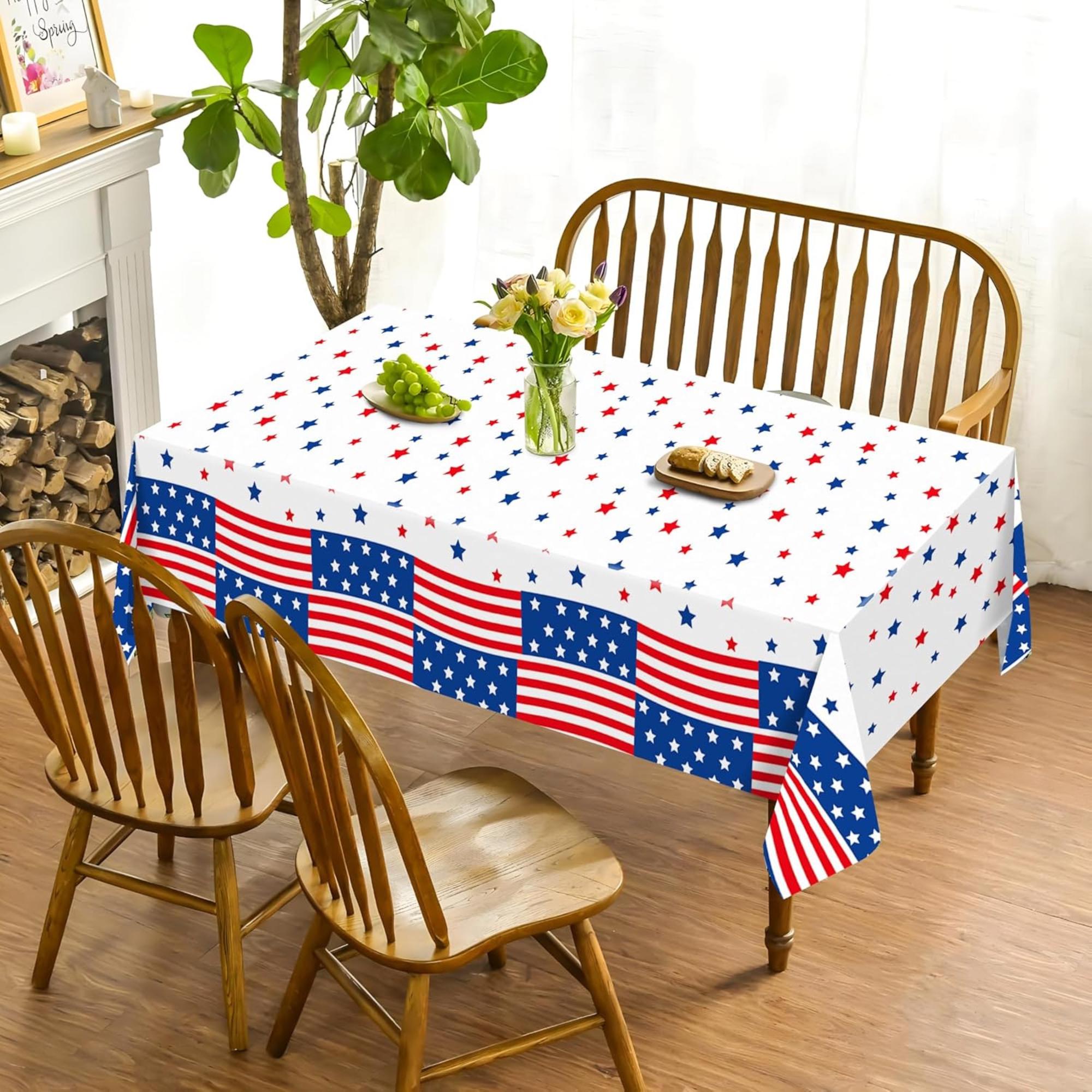 3 Pack Patriotic Plastic Tablecloths Red White Blue Party Covers