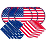Patriotic Party Tableware Set Plates and Napkins Serves 50