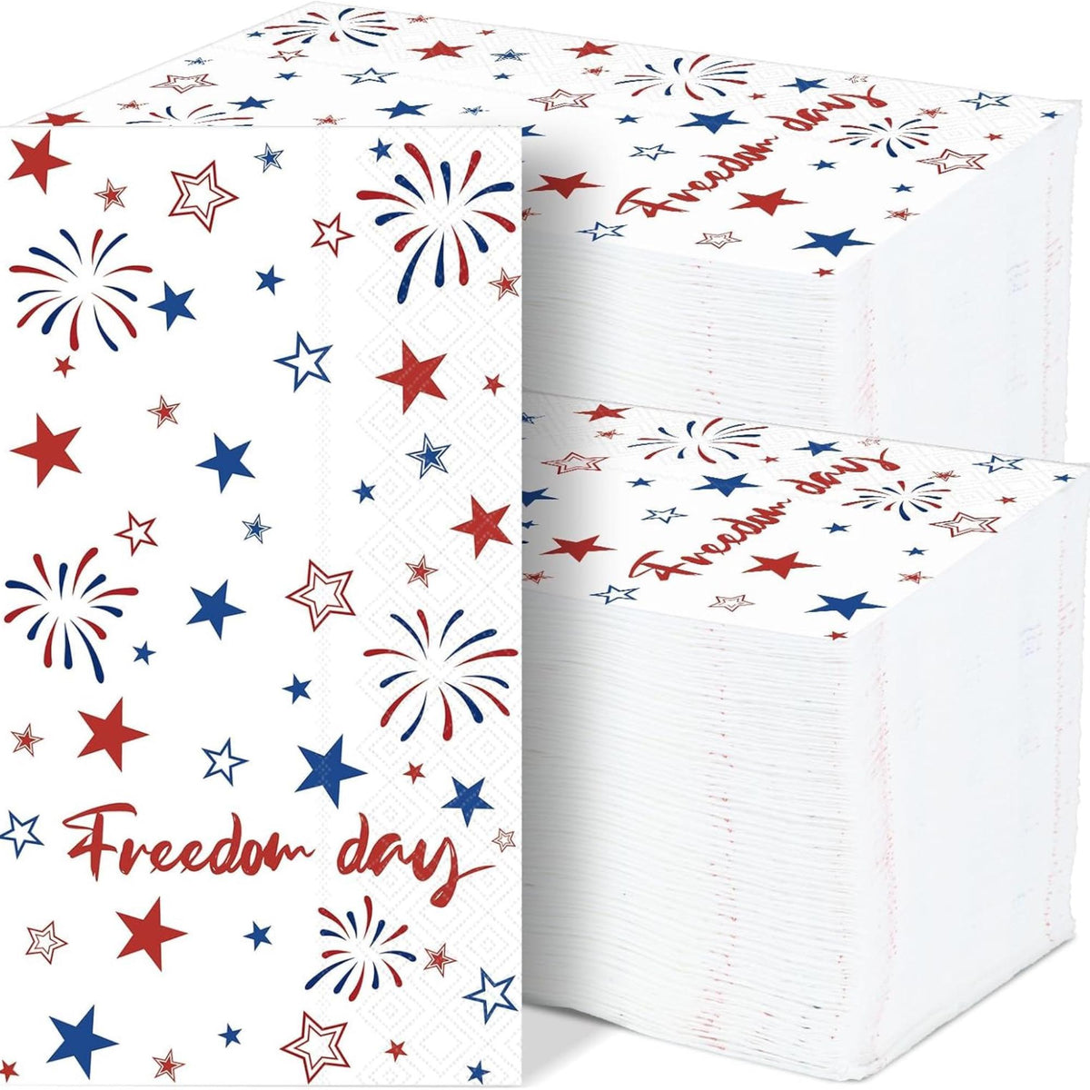 100 Pack Patriotic Star Paper Napkins Guest Towel Disposable Set