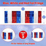 3 Pack Patriotic Fringe Table Skirt 2.5x9 ft. Red White Blue Décor