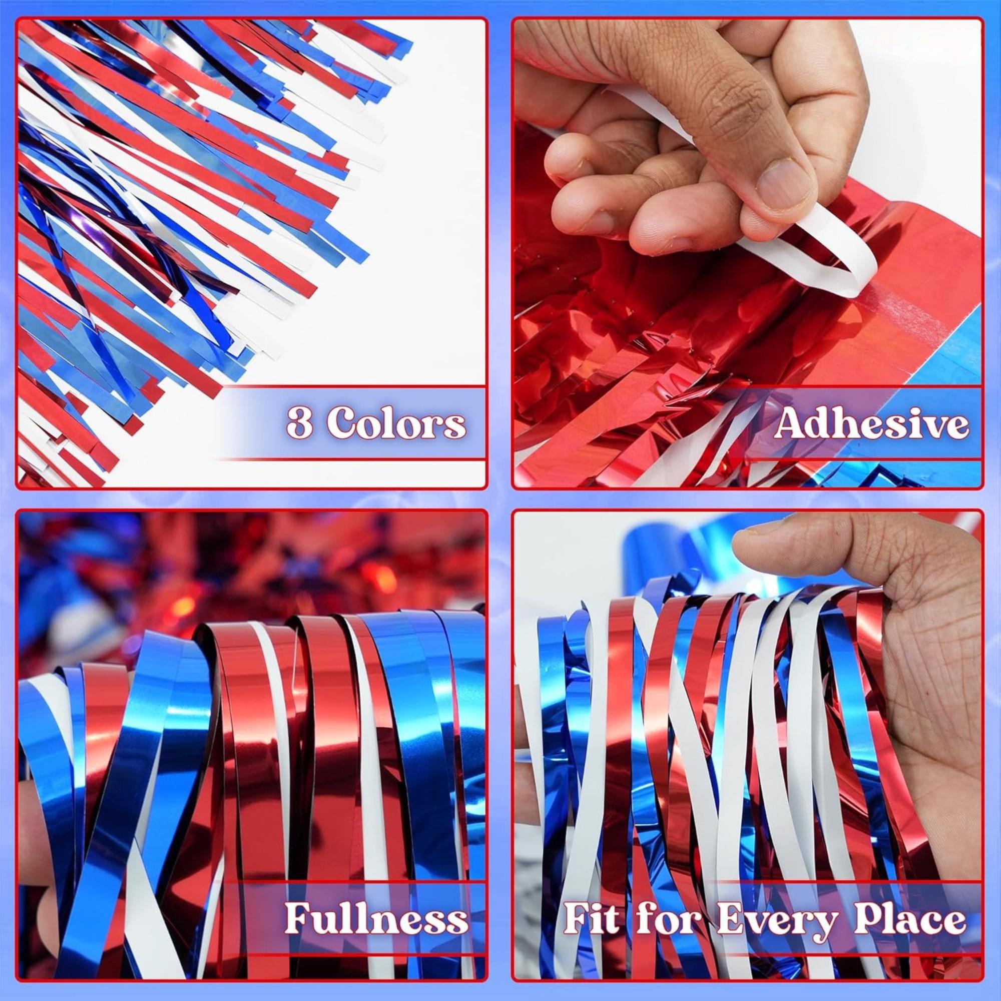 3 Pack Patriotic Fringe Table Skirt 2.5x9 ft. Red White Blue Décor