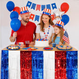 3 Pack Patriotic Fringe Table Skirt 2.5x9 ft. Red White Blue Décor