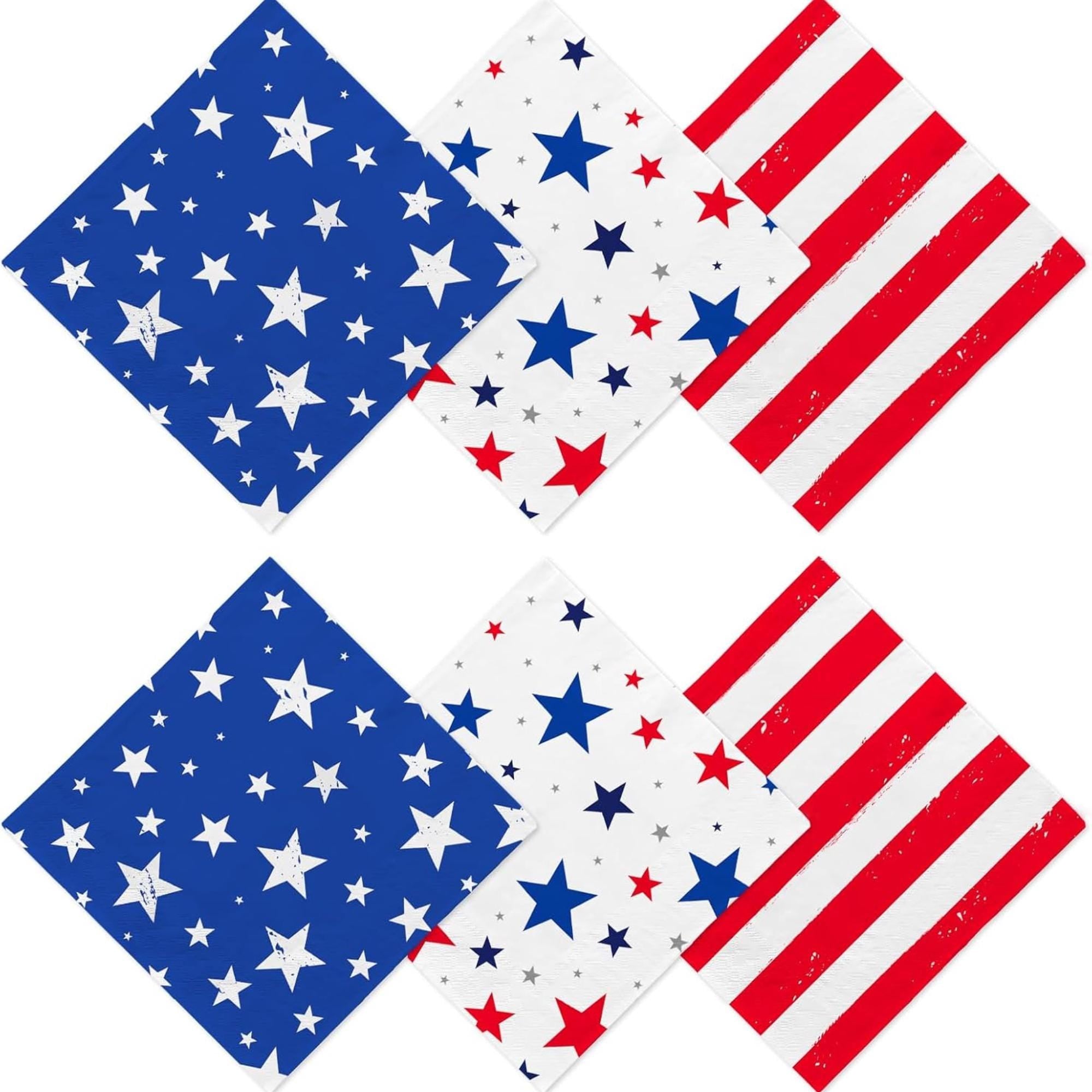 48 Pack Patriotic Party Supplies Napkins American Flag Theme Set