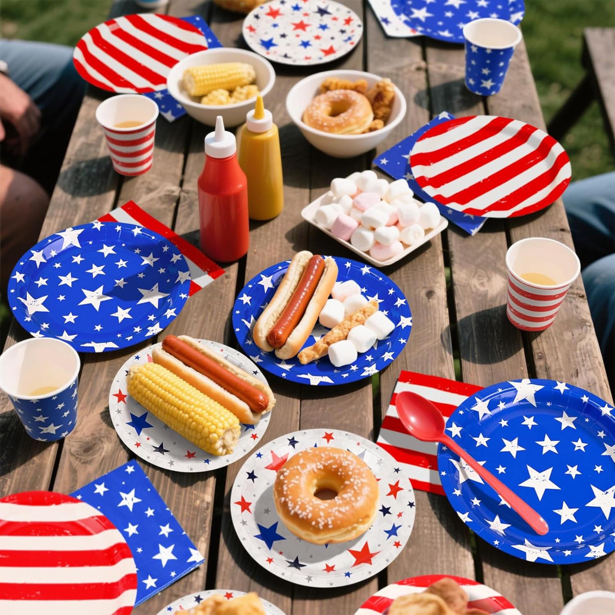 48 Pack Patriotic Party Supplies Napkins American Flag Theme Set