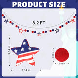 8.2 FT Patriotic Felt Ball Star Garland Rustic Labor Day Décor