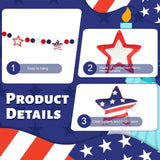 8.2 FT Patriotic Felt Ball Star Garland Rustic Labor Day Décor