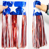 4 Pack 10FT Patriotic Foil Fringe Star Garland Red White Blue Décor