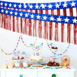 4 Pack 10FT Patriotic Foil Fringe Star Garland Red White Blue Décor