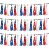 3 Pack Red Blue White Foil Tassel Garland Fringe Party Decorations