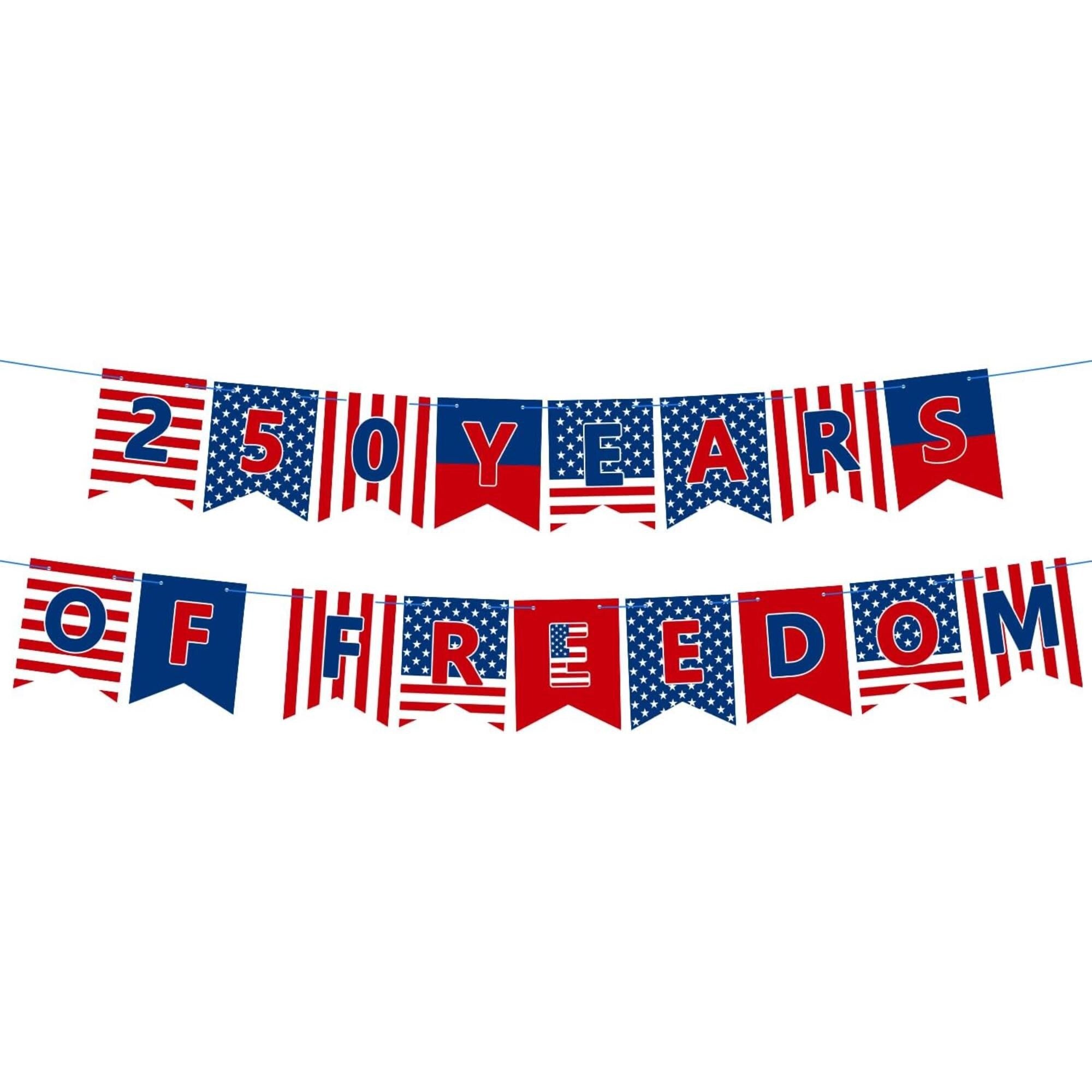 250th Anniversary Patriotic Banner Garland Red White Blue Party Décor