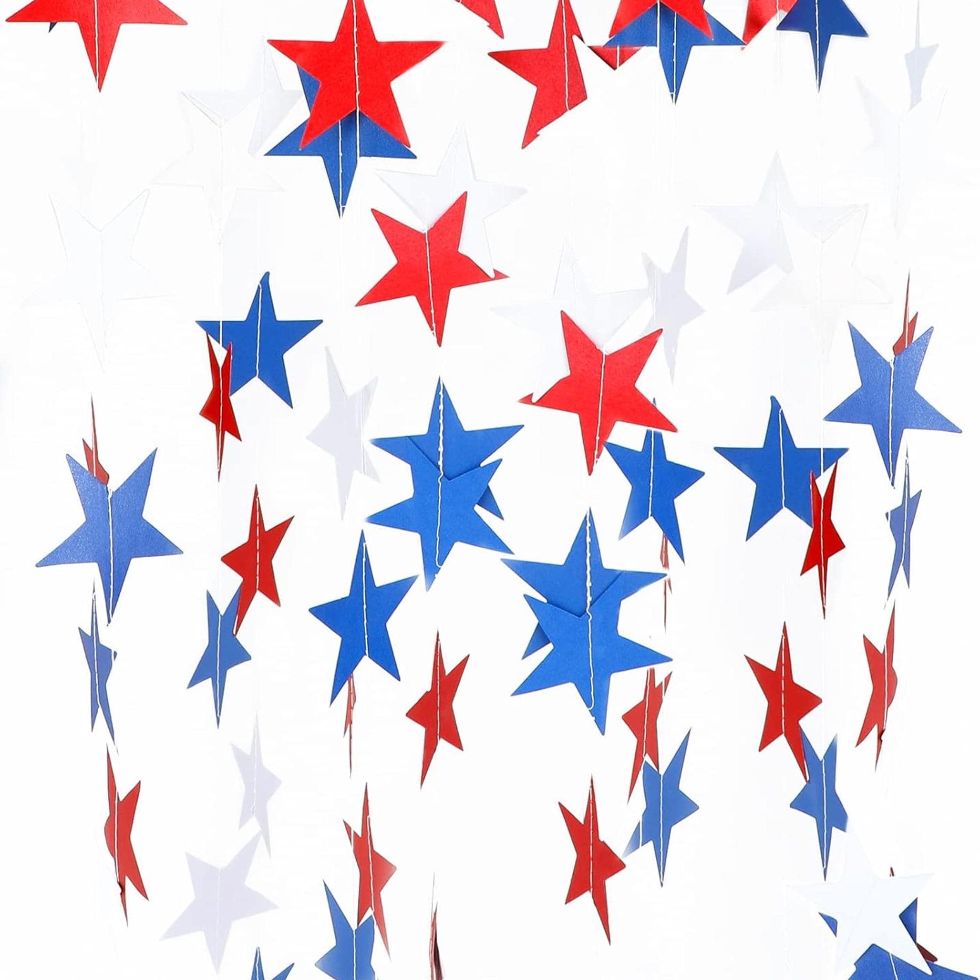 8 Pack Patriotic Star Streamers Banner Red White Blue Hanging Garland