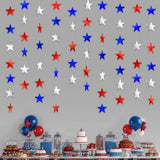 40 FT Patriotic Glitter Star Garland Red Silver Blue Hanging Décor