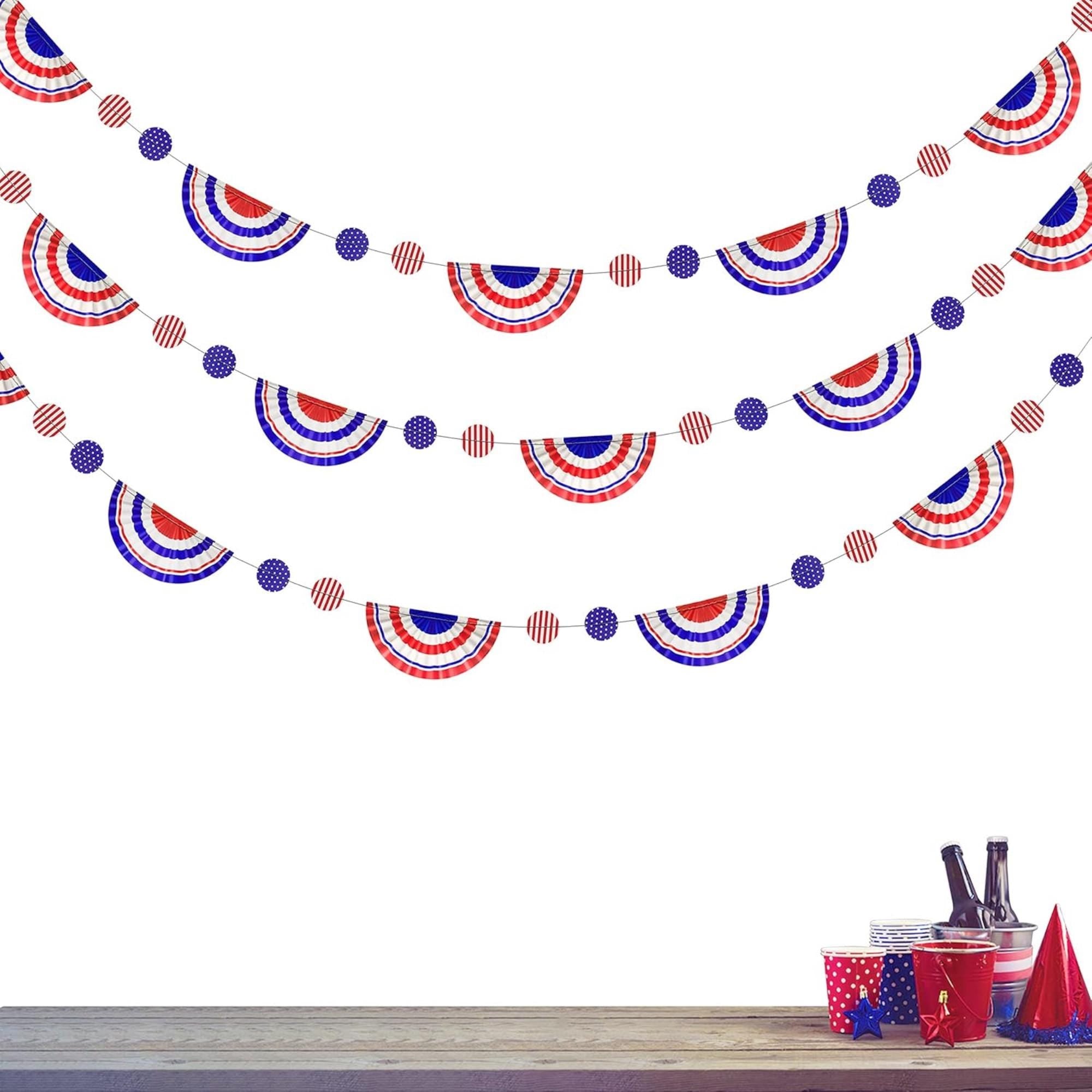 Red White Blue Patriotic Banner Garland 4th of July Hanging Party Décor