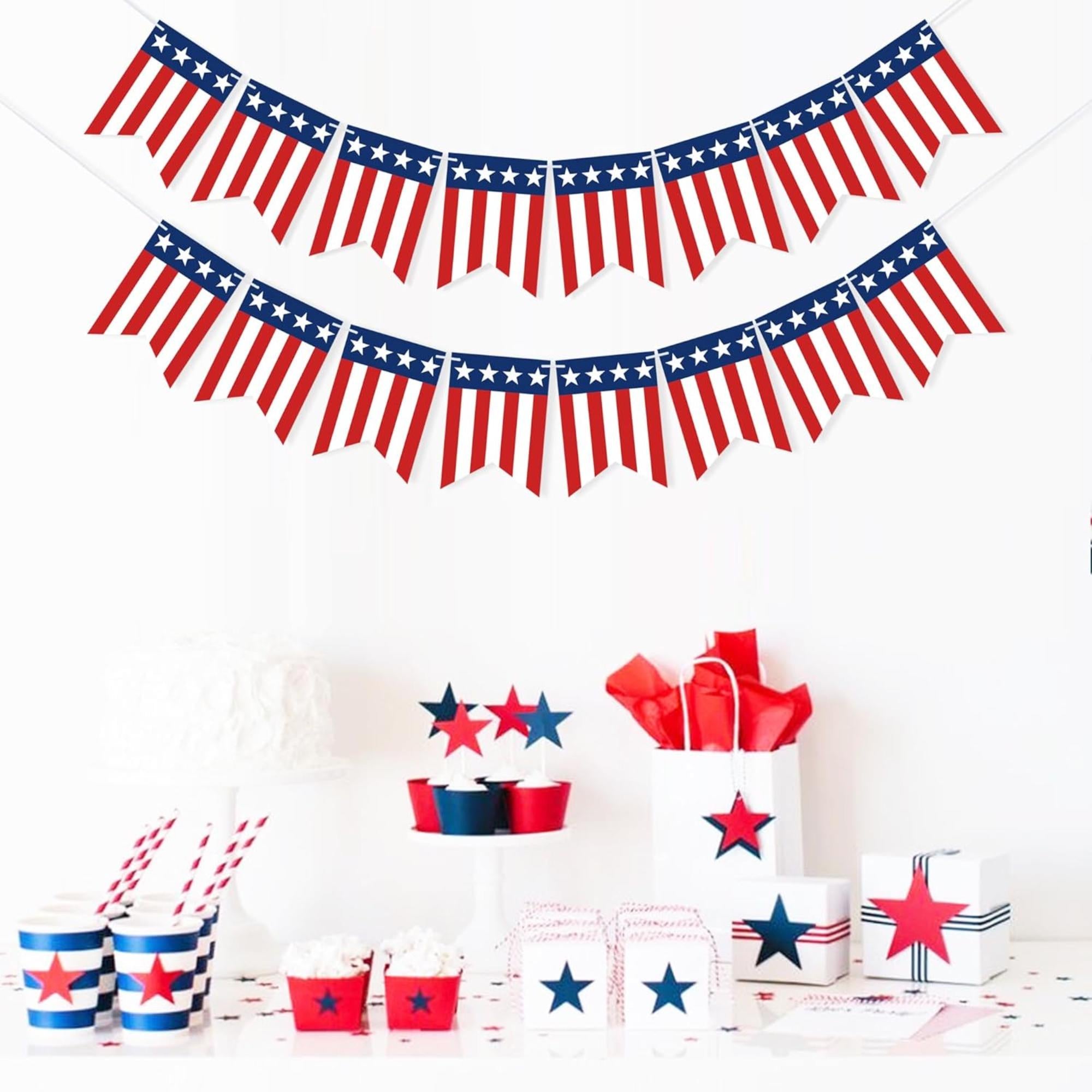 American Flag String Banner Patriotic Stars Stripes Garland Decor