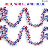 6 Piece 39.4 FT Patriotic Tinsel Garland Red White Blue Décor