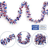 6 Piece 39.4 FT Patriotic Tinsel Garland Red White Blue Décor