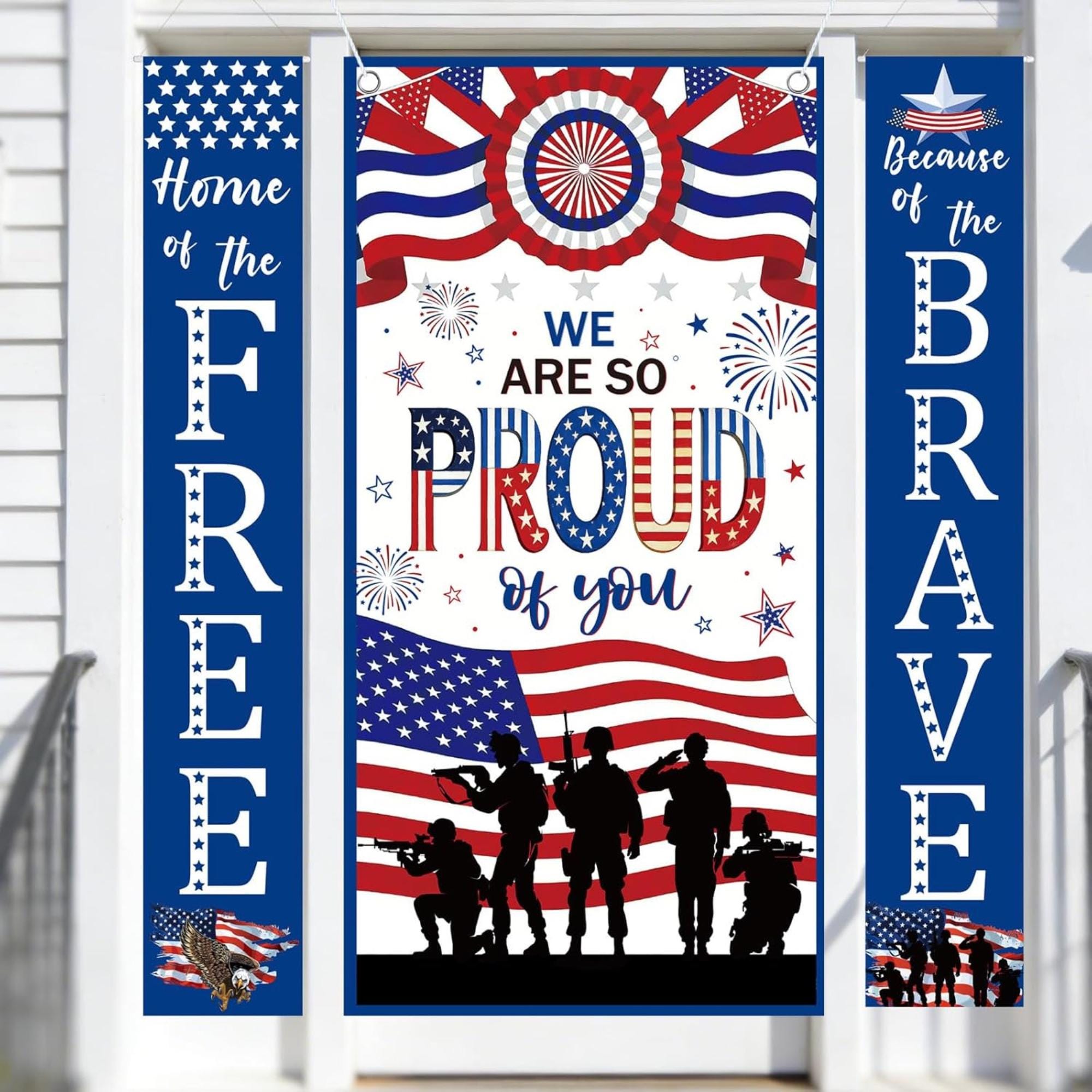 Patriotic Door Banner Set We Are So Proud of You Military Décor