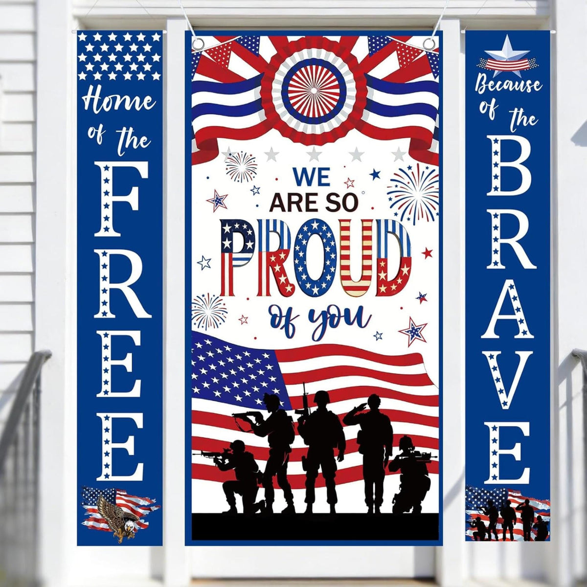 Patriotic Door Banner Set We Are So Proud of You Military Décor