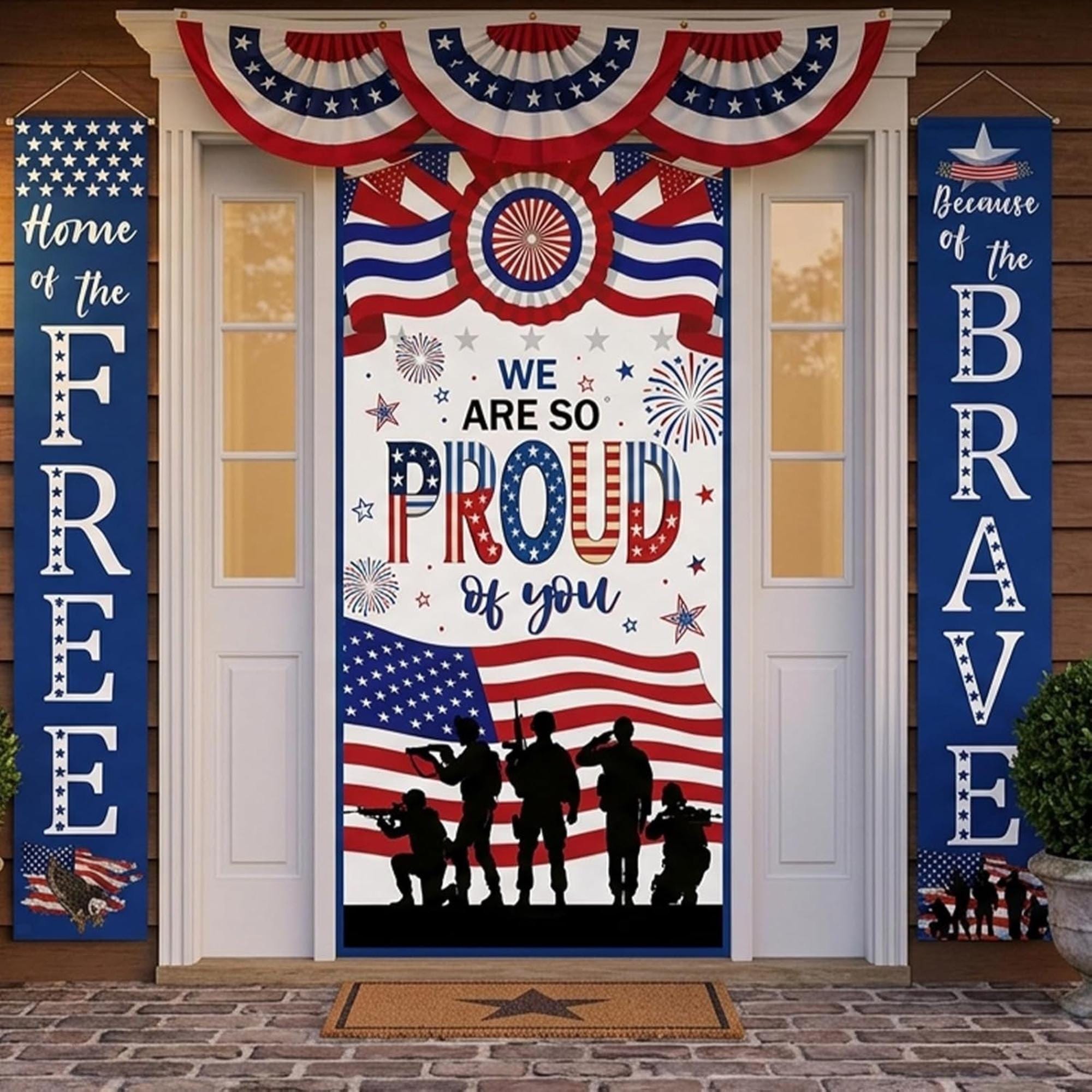 Patriotic Door Banner Set We Are So Proud of You Military Décor