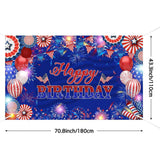 4th of July Birthday Banner Red White Blue Patriotic Photo Backdrop