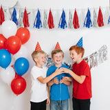 10FT Patriotic Tassel Garland Red White Blue Silver Fringe Banner
