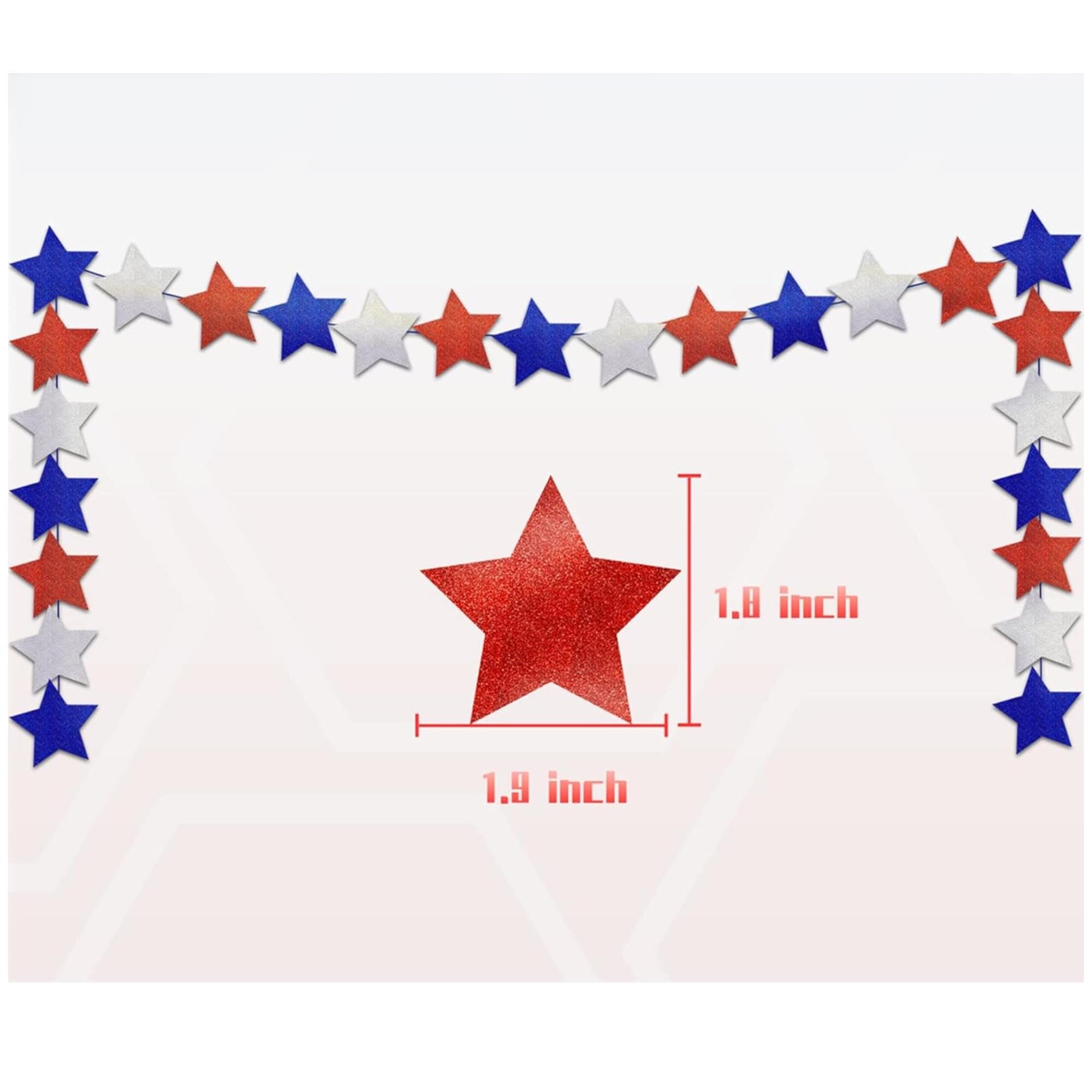 Patriotic Glitter Star Hanging Ornaments Red White Blue Party Decor