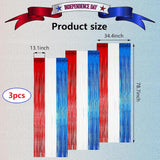 3 Pack Patriotic Foil Fringe Curtains Red White Blue Photo Backdrop