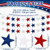 3 Strand 3D Patriotic Star Garland 29.5 FT Red White Blue Banner