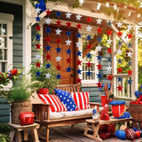 3 Strand 3D Patriotic Star Garland 29.5 FT Red White Blue Banner