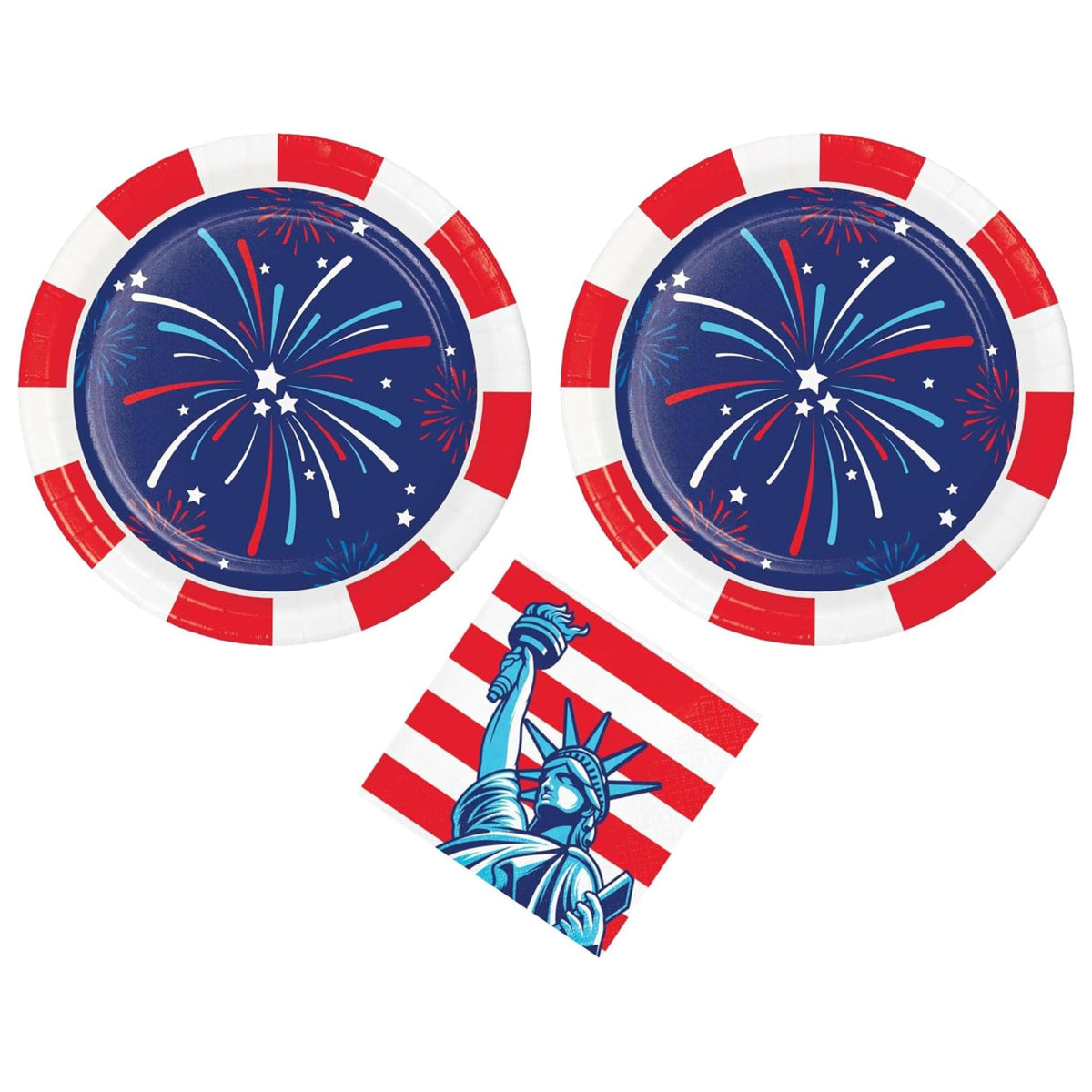 Lady Liberty Party Supplies Set for 16 Guests Plates Napkins Patriotic